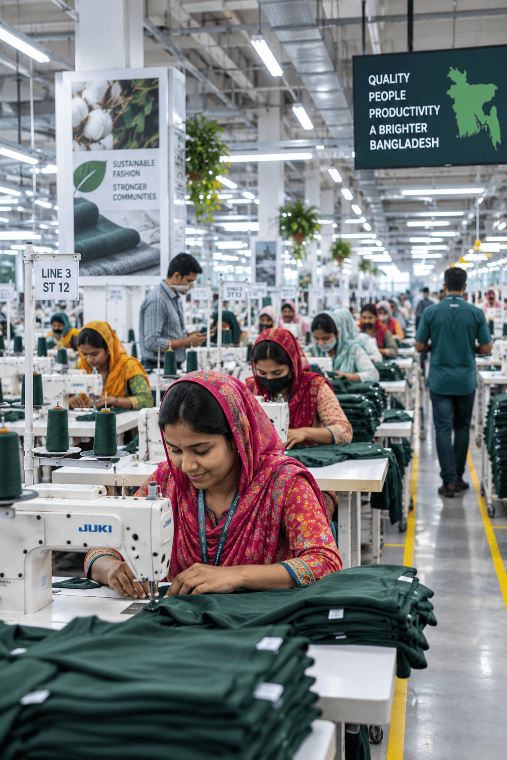 A modern RMG production floor in Bangladesh